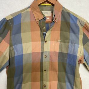 Camel Plaid Mens Size Small Button Down Shirt Plaid Long Sleeve Multicolor